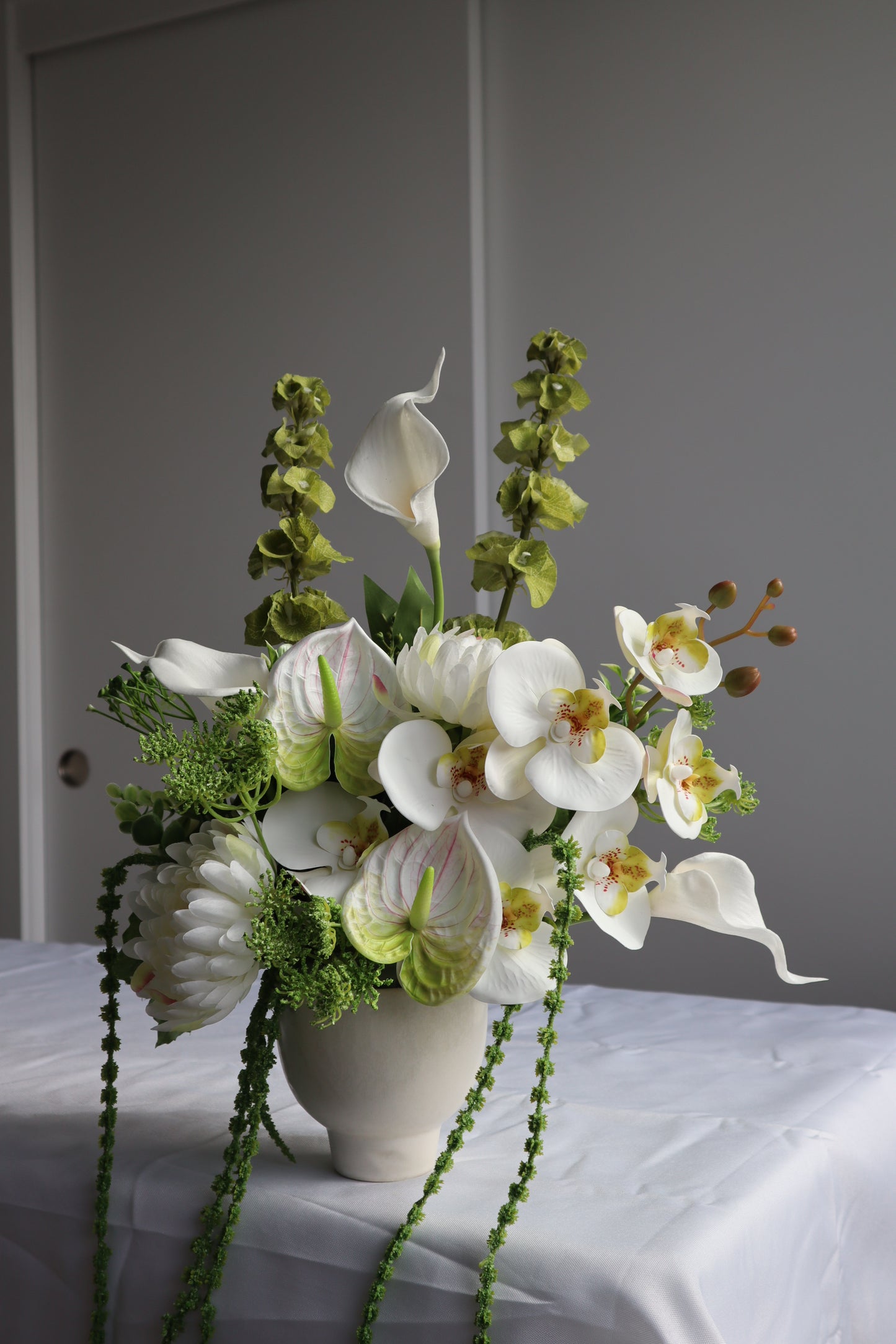 Small White and Green Modern Faux Arrangement
